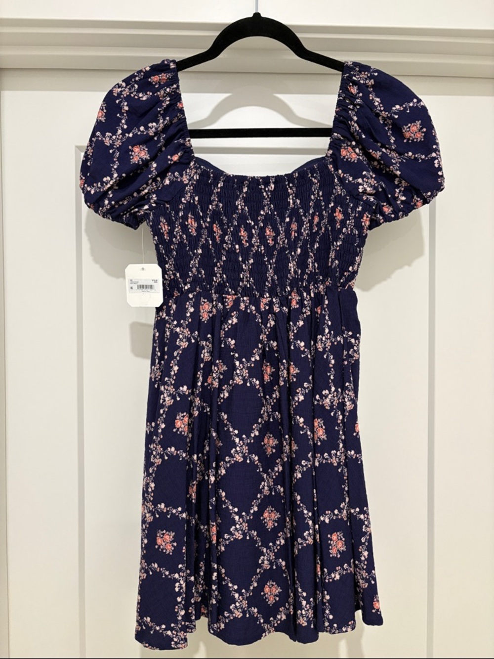 NWT [Altar'd State] Azura Mini Floral Puff Sleeve Lace Trim Dress Women’s XXS - Picture 10 of 14